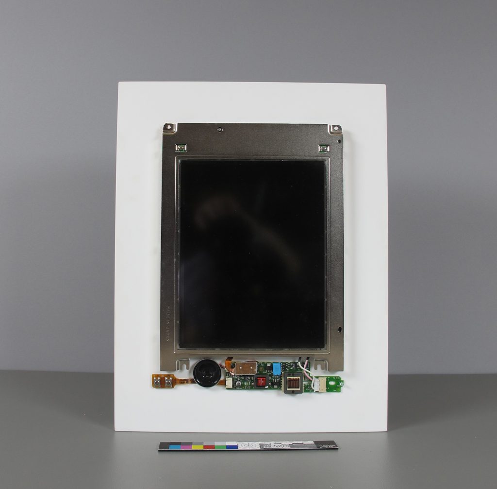 Fig. 1. Image of John F. Simon Jr.’s Color Panel (1999), an artwork that employs an artist-modified Apple Powerbook 280c laptop. (Courtesy of the ©Guggenheim Museum)